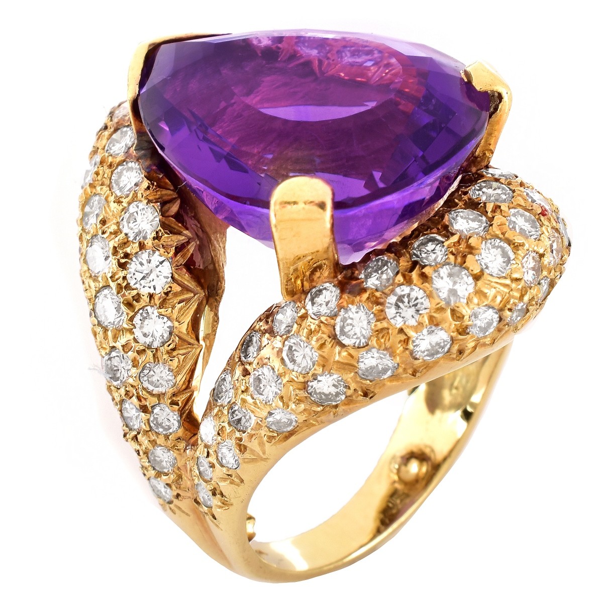 Amethyst, Diamond and 14K Gold Ring