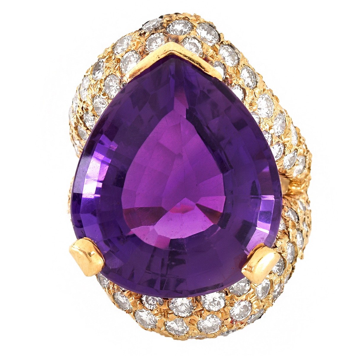 Amethyst, Diamond and 14K Gold Ring