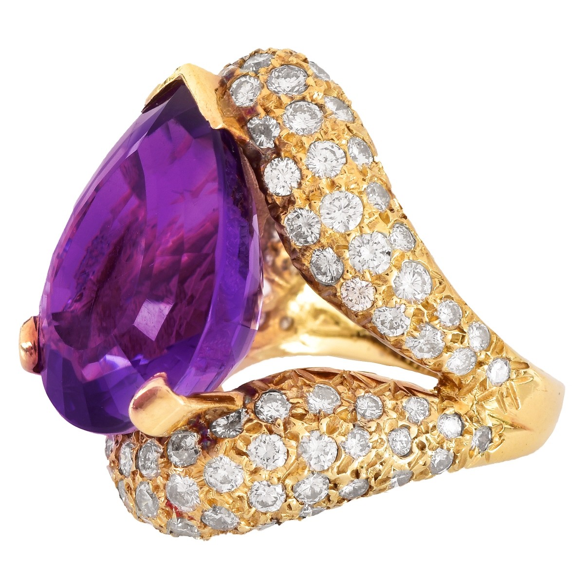 Amethyst, Diamond and 14K Gold Ring