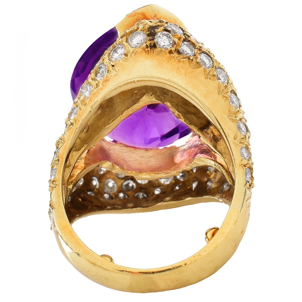 Amethyst, Diamond and 14K Gold Ring