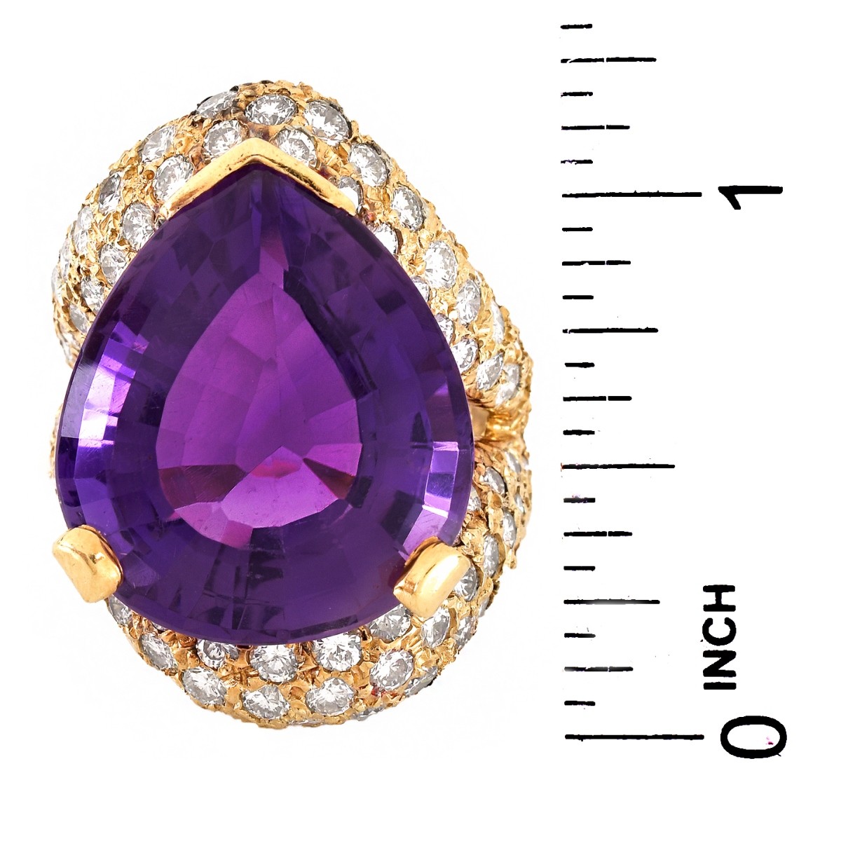 Amethyst, Diamond and 14K Gold Ring