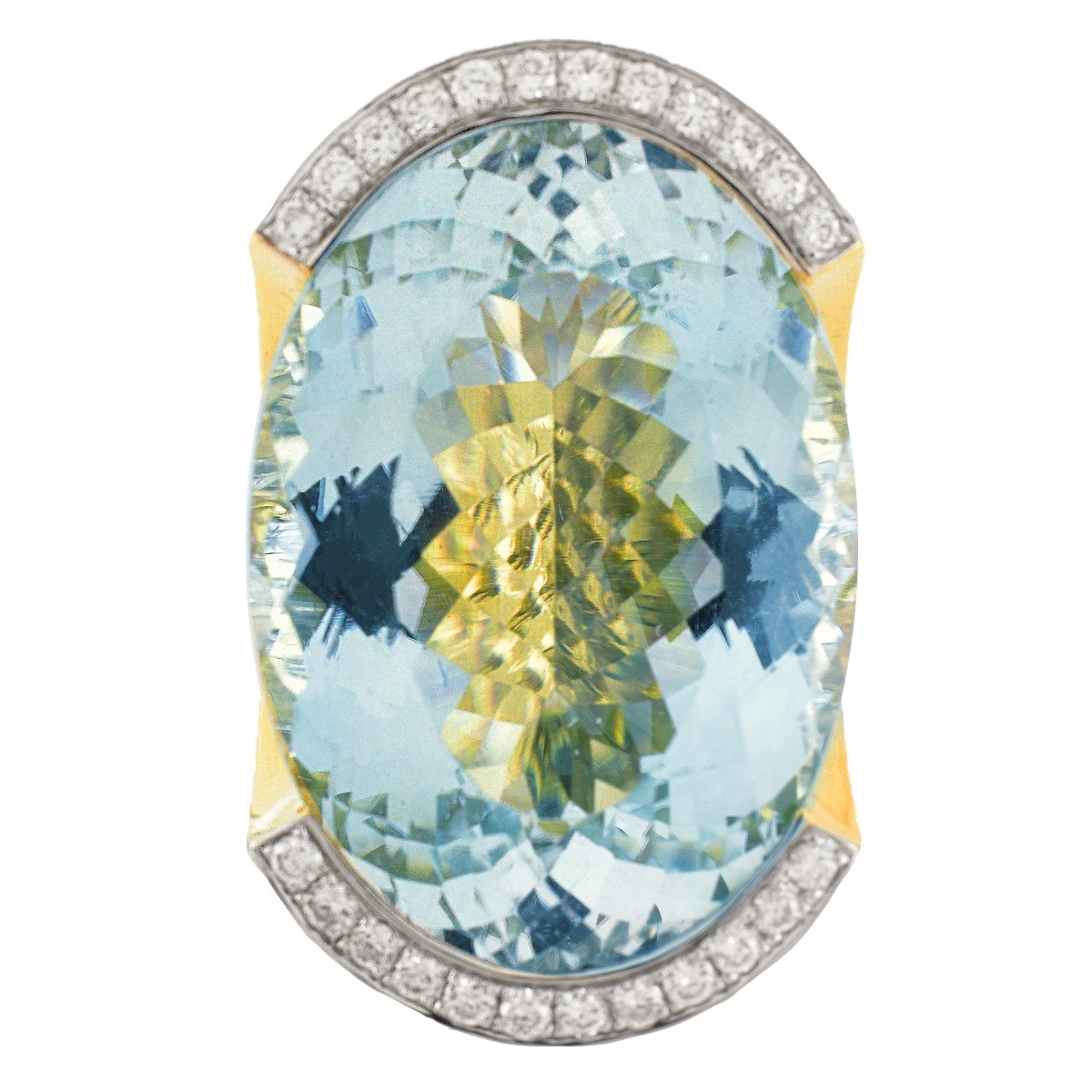 78.8ct. Aquamarine, Diamond and 18K Gold Ring