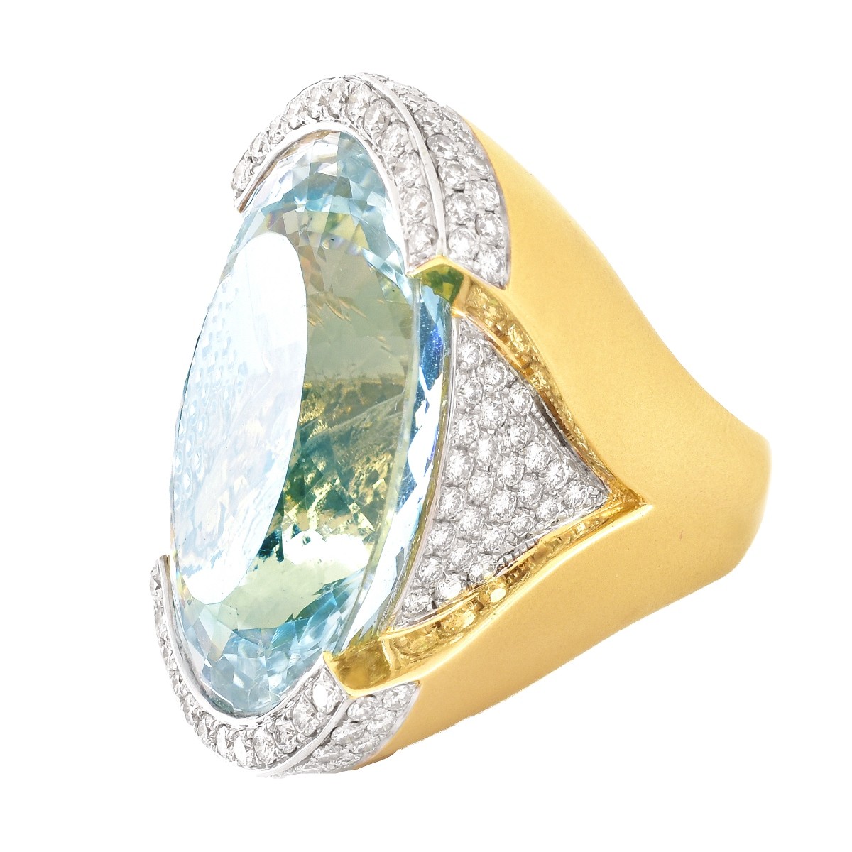 78.8ct. Aquamarine, Diamond and 18K Gold Ring