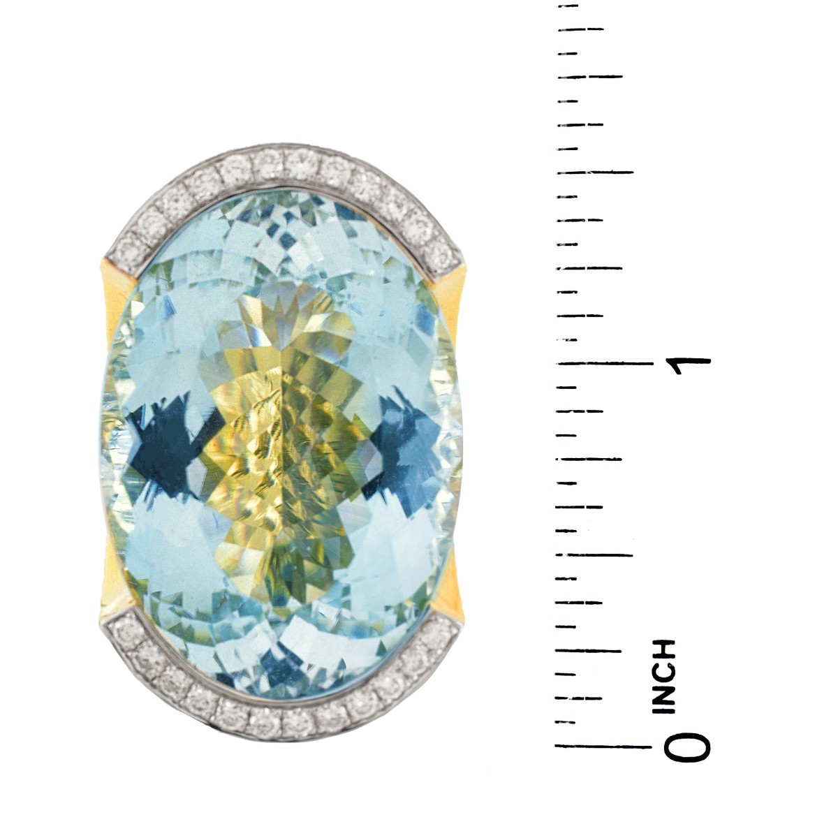 78.8ct. Aquamarine, Diamond and 18K Gold Ring