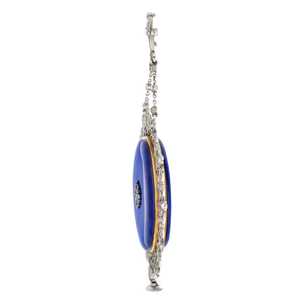 Cartier Art Deco Platinum and Enamel Pendant Watch