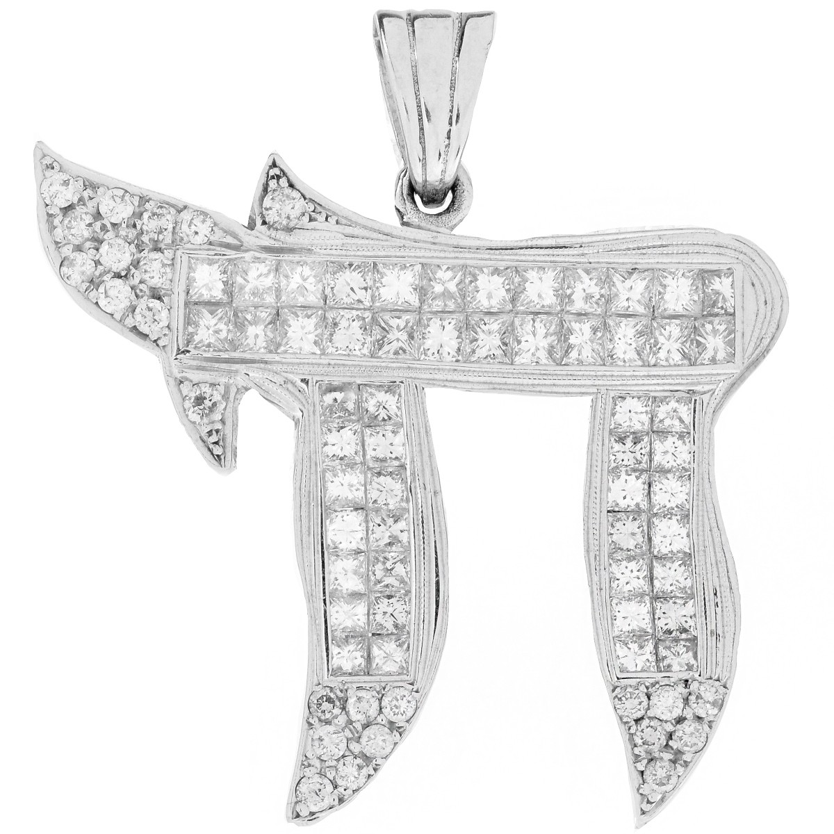 7.5ct. Diamond and Platinum Chai Pendant