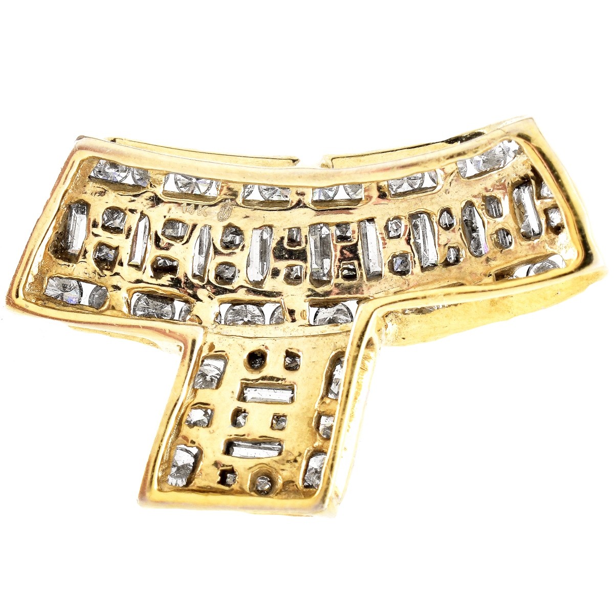 Diamond and 14K Gold Brooch