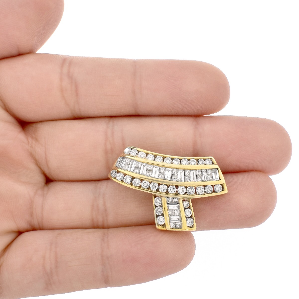 Diamond and 14K Gold Brooch