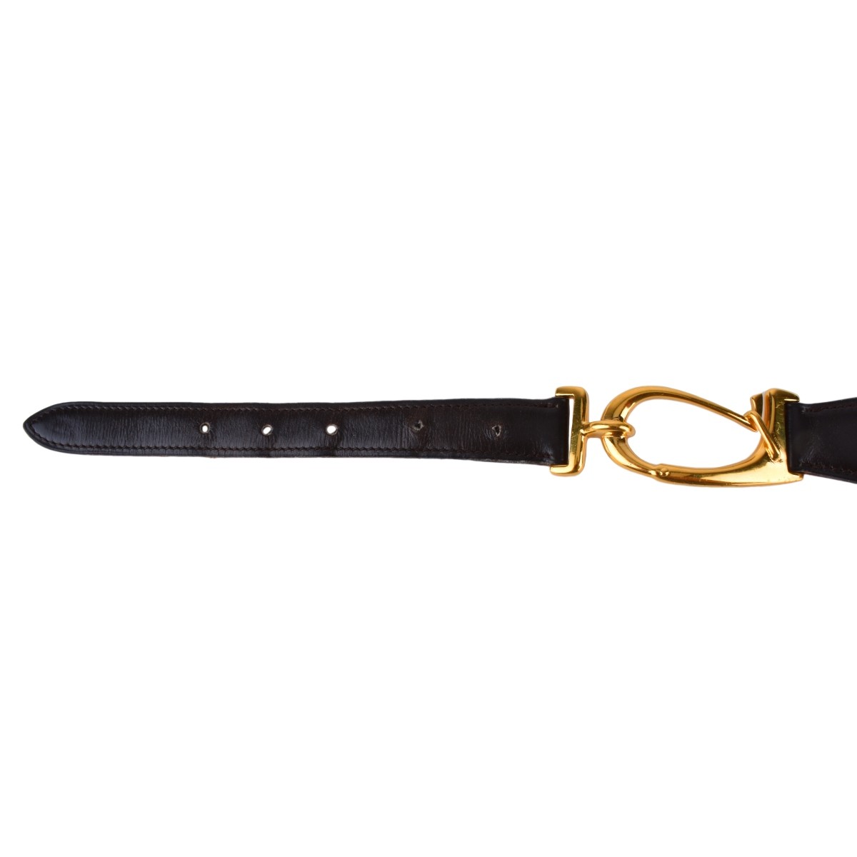 Vintage Hermes Gold Plated and Leather Ladies Belt