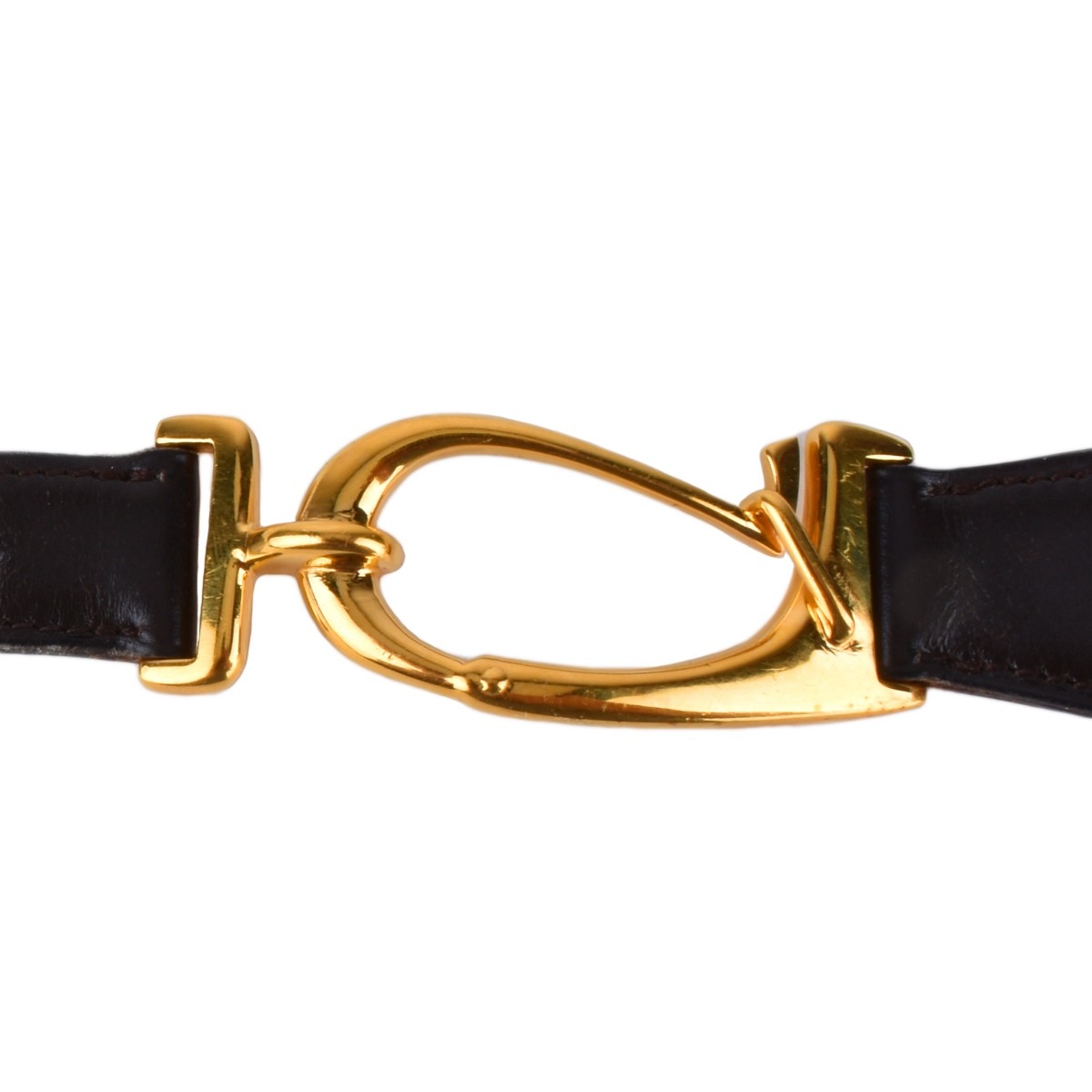 Vintage Hermes Gold Plated and Leather Ladies Belt