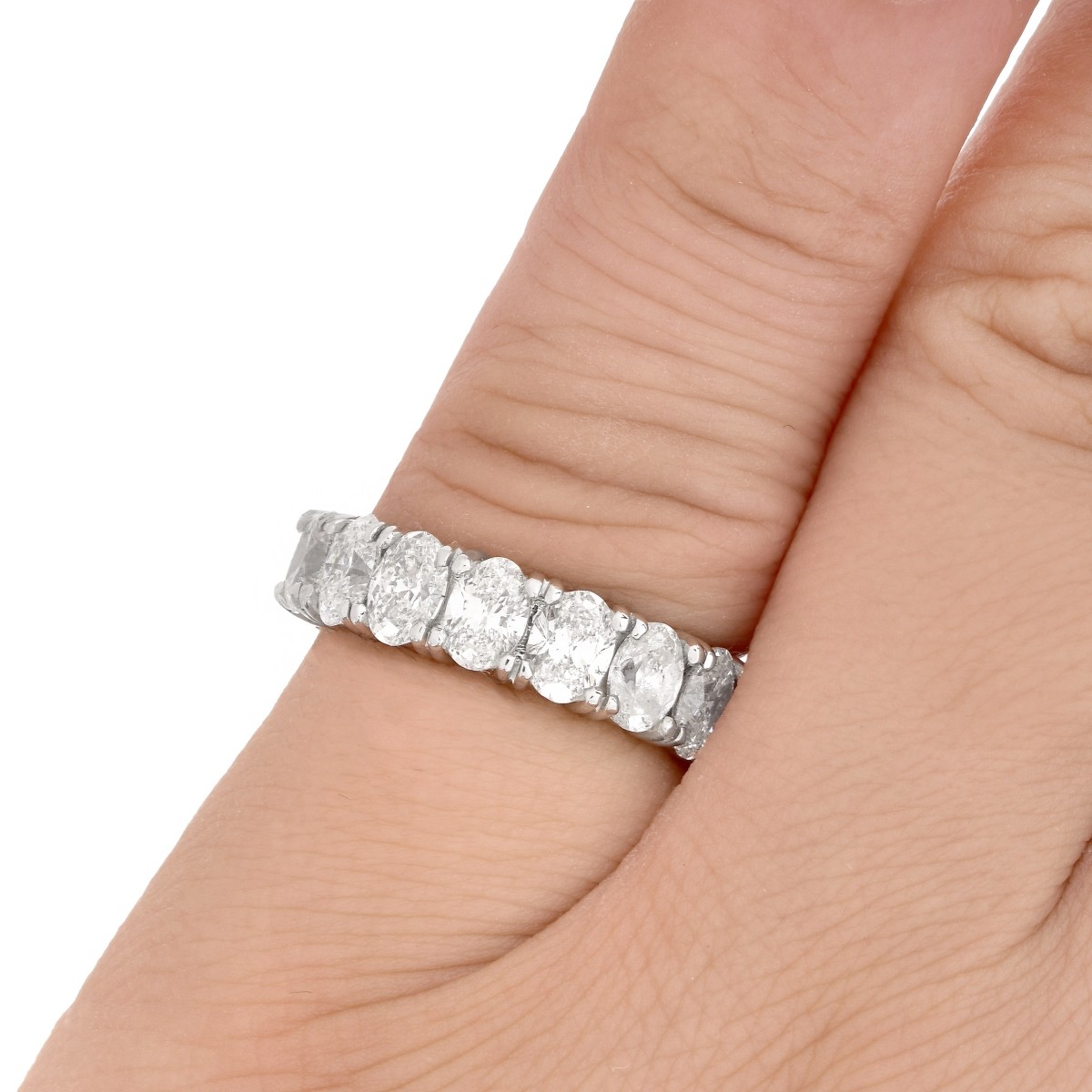 Oval Cut Diamond and Platinum Eternity Band