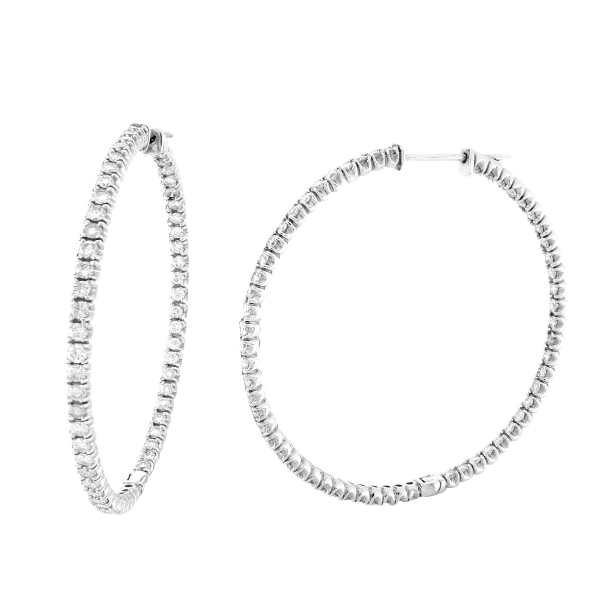 Diamond and 14K Gold Hoop Earrings