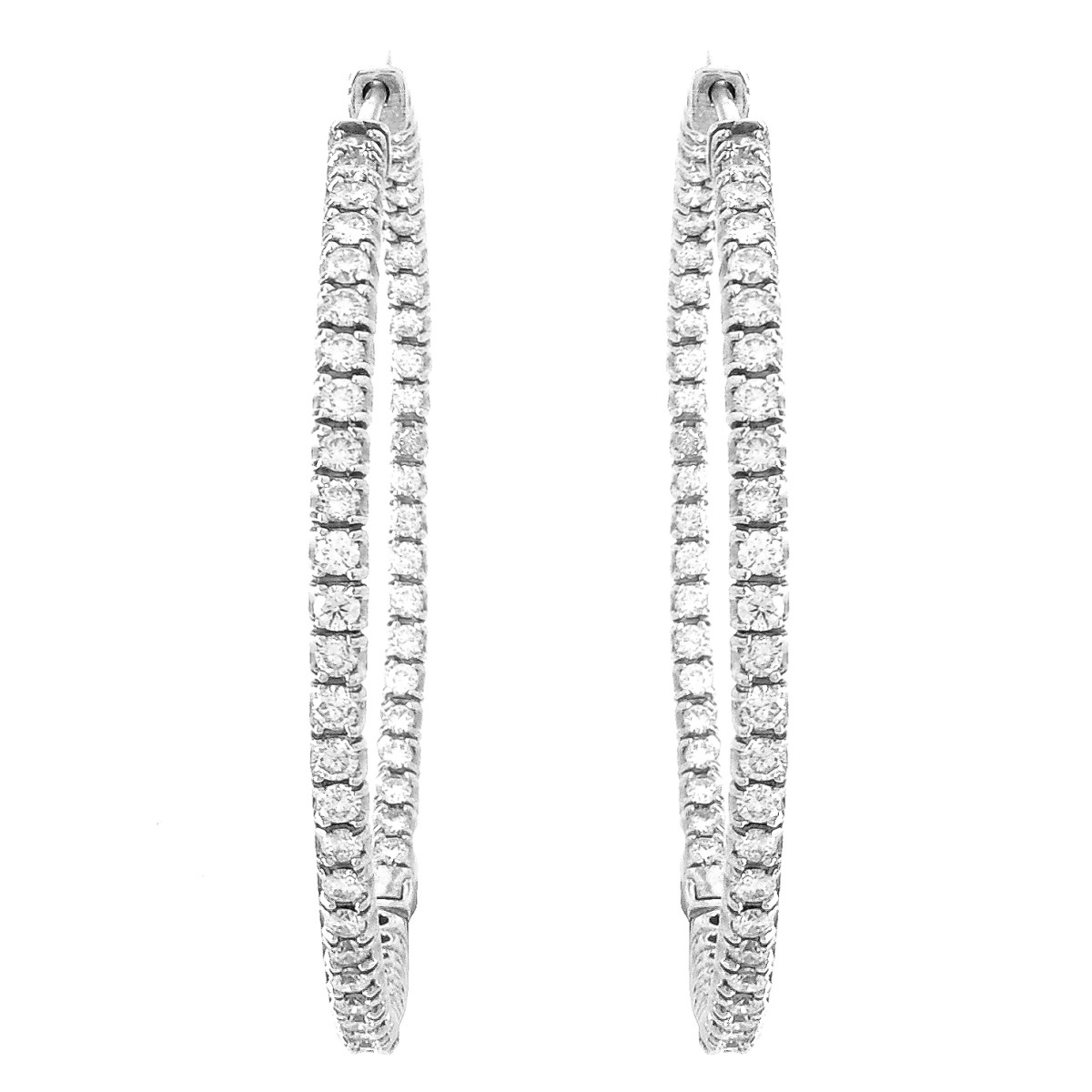 Diamond and 14K Gold Hoop Earrings