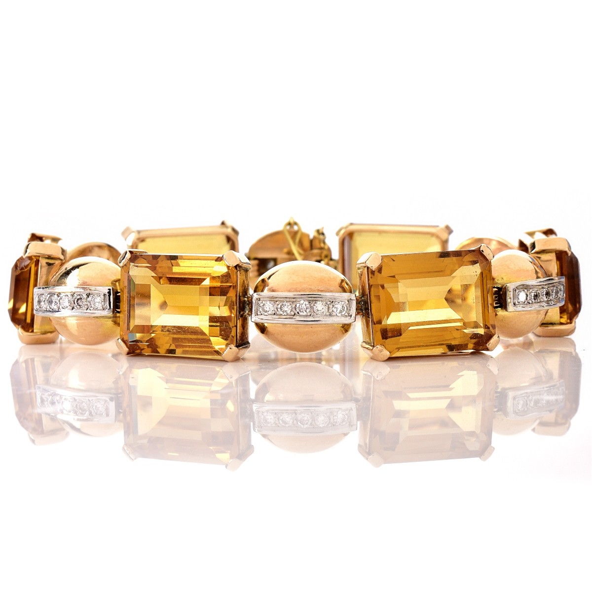 Vintage Topaz, Diamond and 14K Gold Bracelet