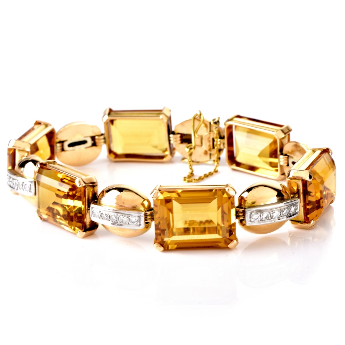 Vintage Topaz, Diamond and 14K Gold Bracelet