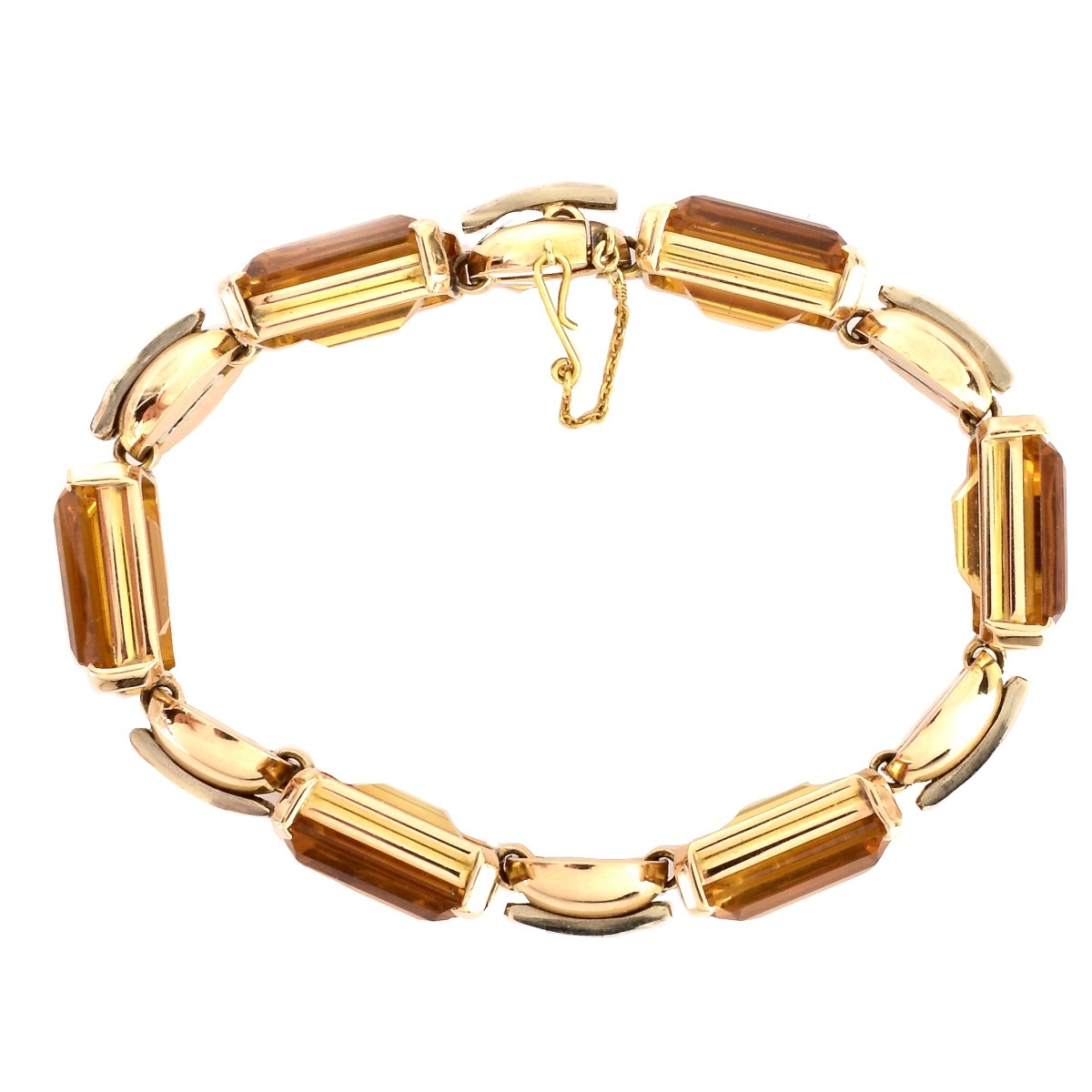 Vintage Topaz, Diamond and 14K Gold Bracelet