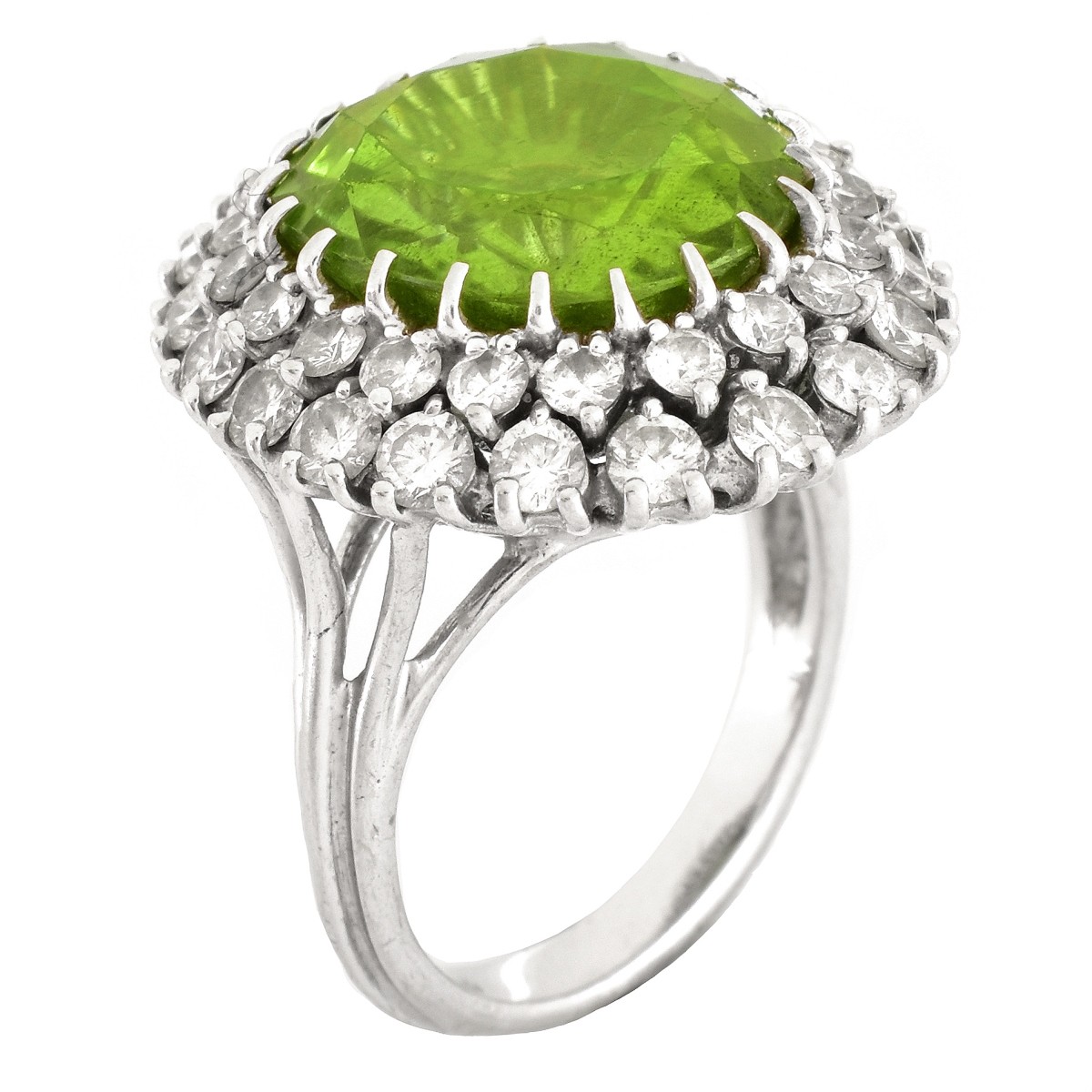 Vintage Peridot, Diamond and 14K Gold Ring