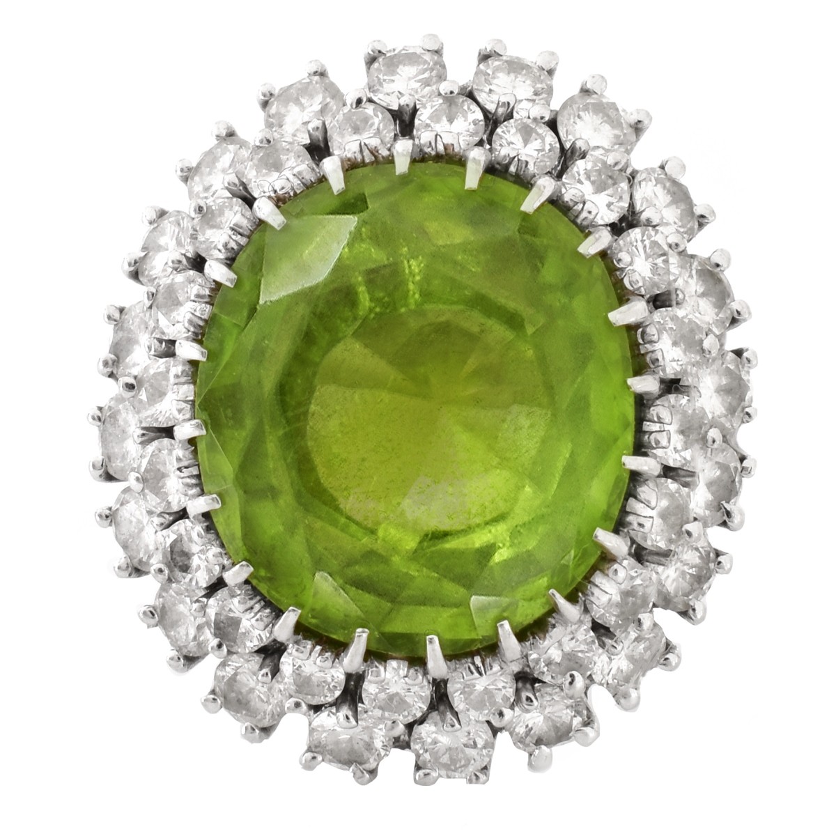 Vintage Peridot, Diamond and 14K Gold Ring