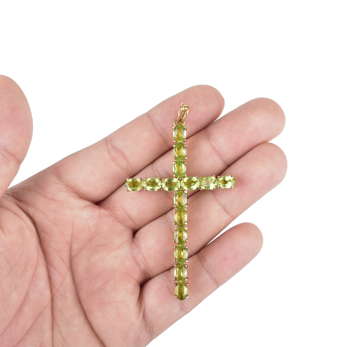 Vintage Tiffany Peridot and 18K Gold Cross Pendant