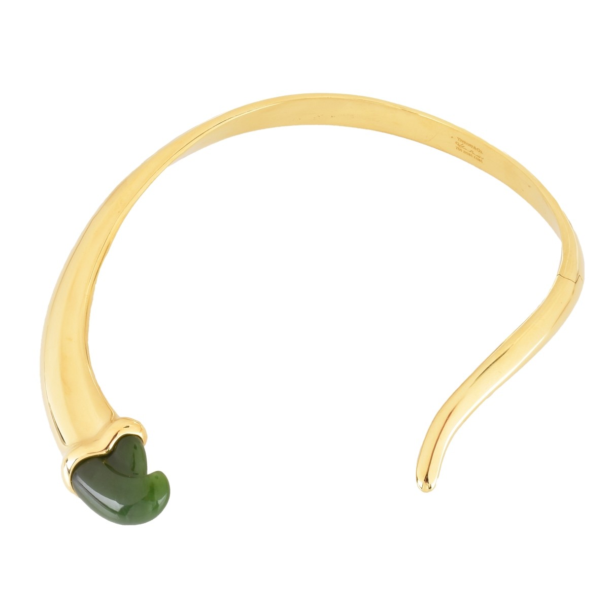 Tiffany & Co Elsa Peretti 18K Gold Jade Necklace