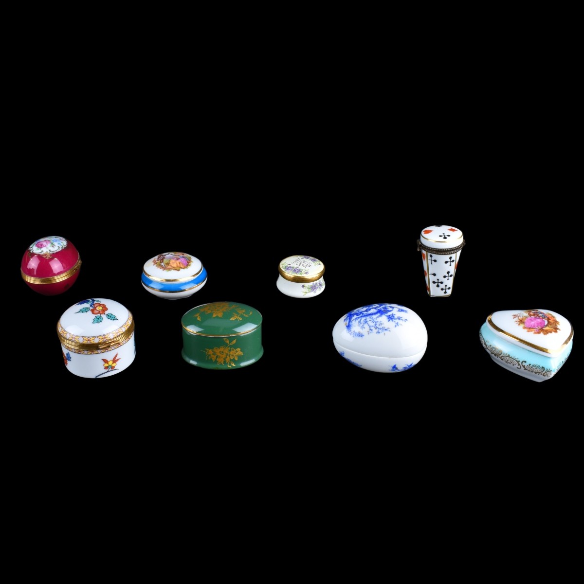 Collection of Eight (8) Limoges Porcelain Boxes