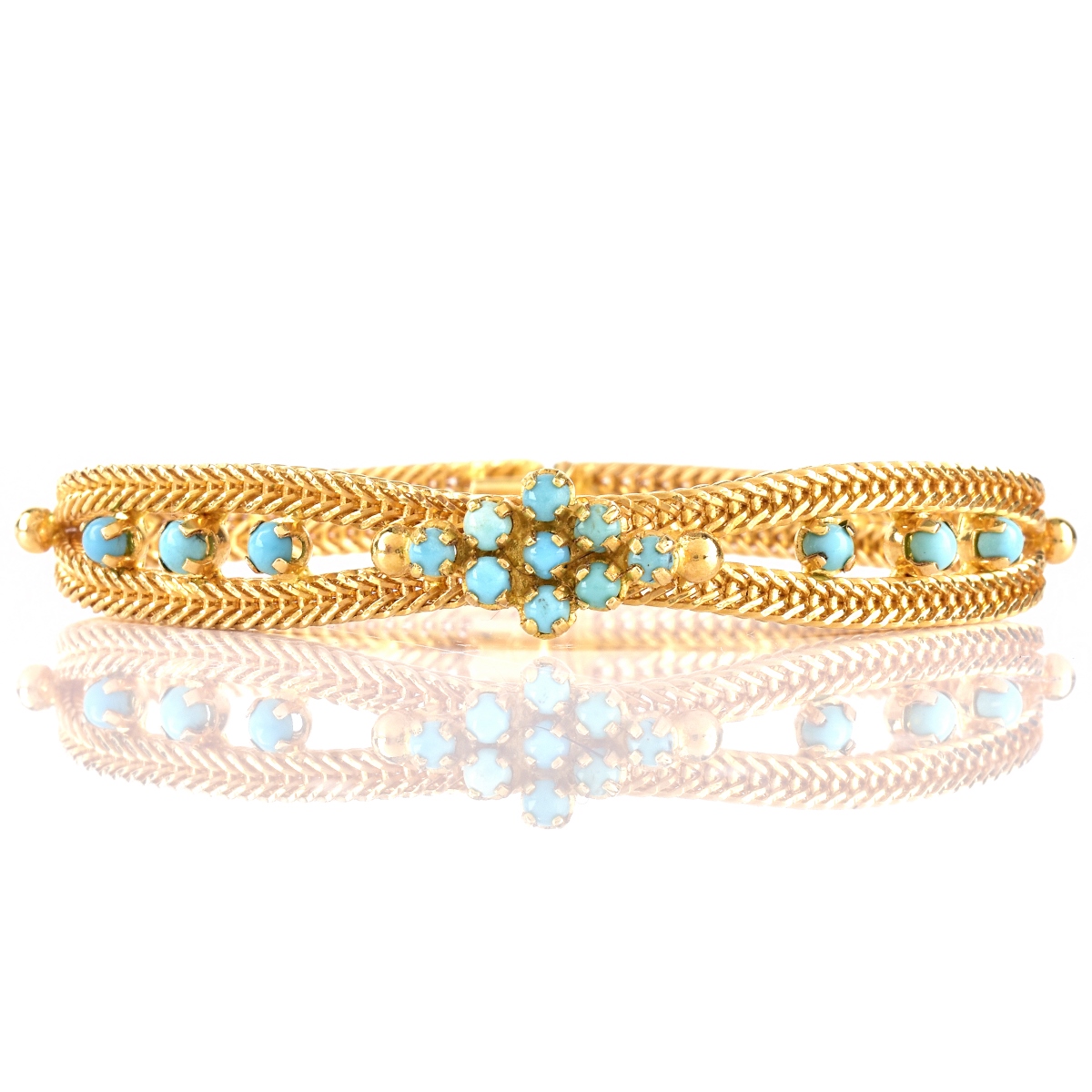 18K Gold and Turquoise Bracelet