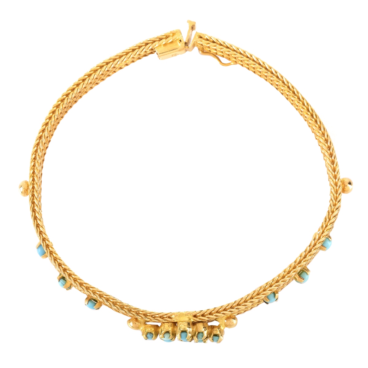 18K Gold and Turquoise Bracelet