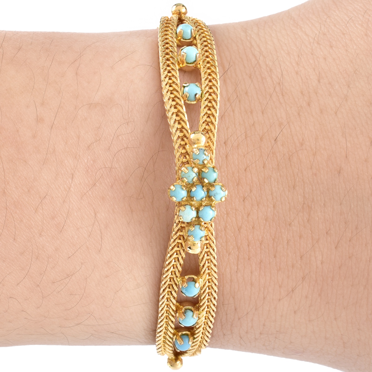 18K Gold and Turquoise Bracelet