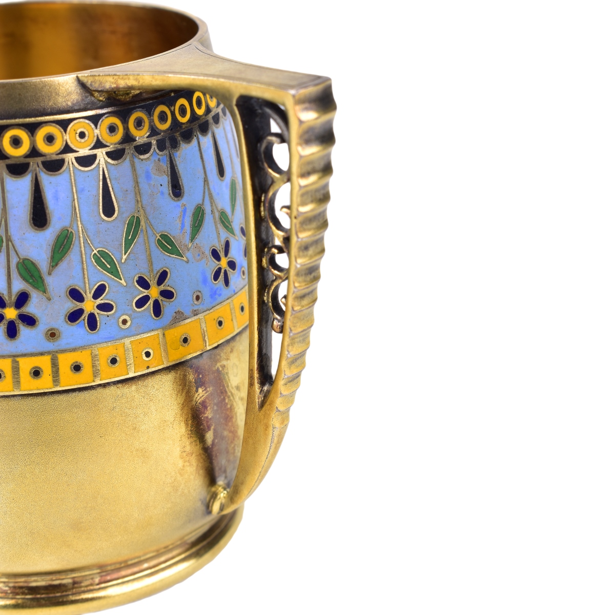 Russian Gilded Silver and Champleve Enamel Set