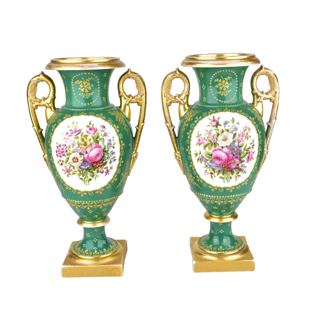 Pair of 19th Century Russian Popov Factory. Urns