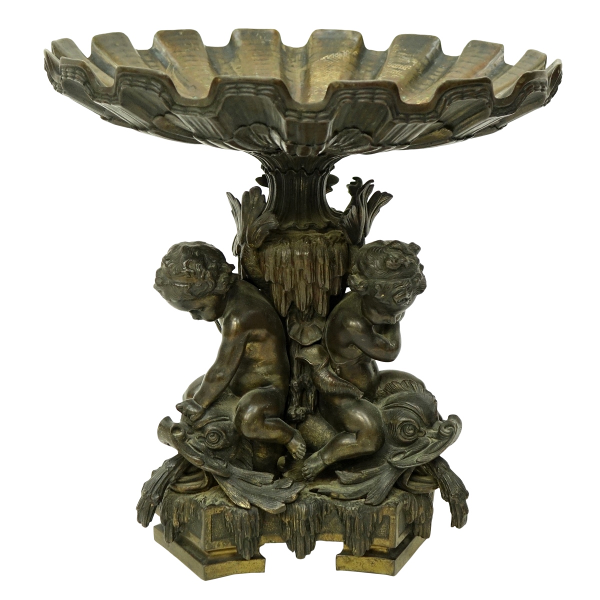 20th Century Bronze Three Cherub Centerpiece