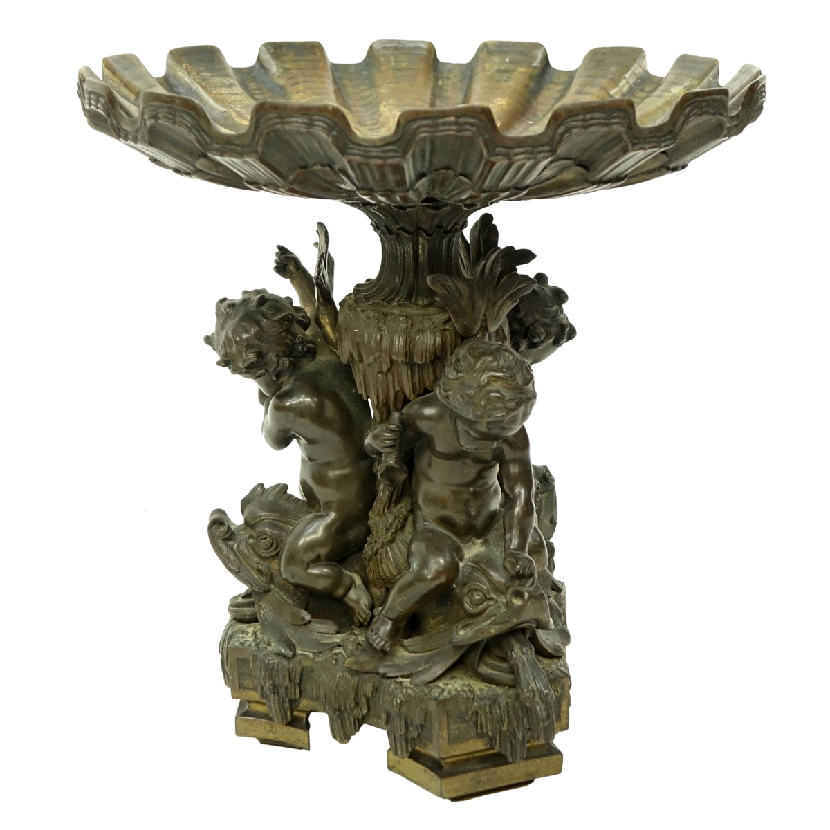 20th Century Bronze Three Cherub Centerpiece