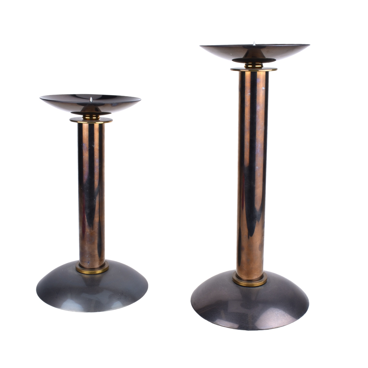 Karl Springer Gunmetal Brass Candleholders