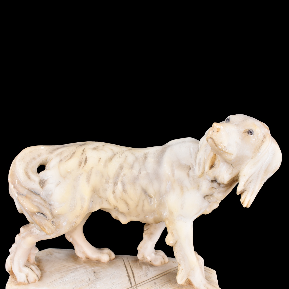 Antique Carved Alabaster Dog Figurine