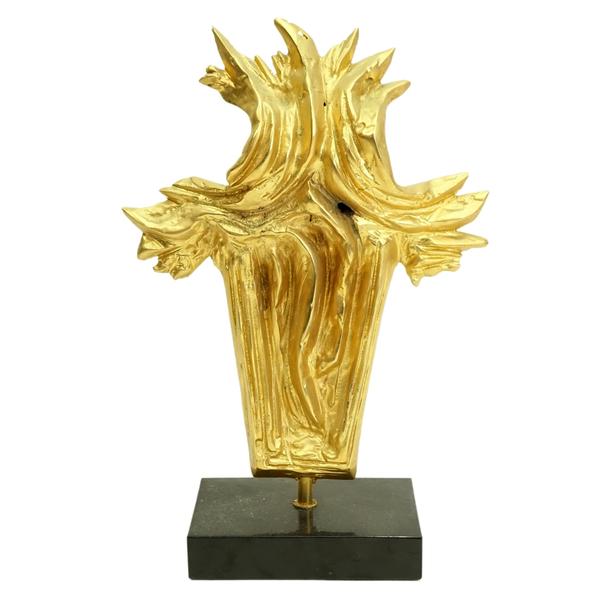 Modern Gilt Metal Abstract Flame Sculpture