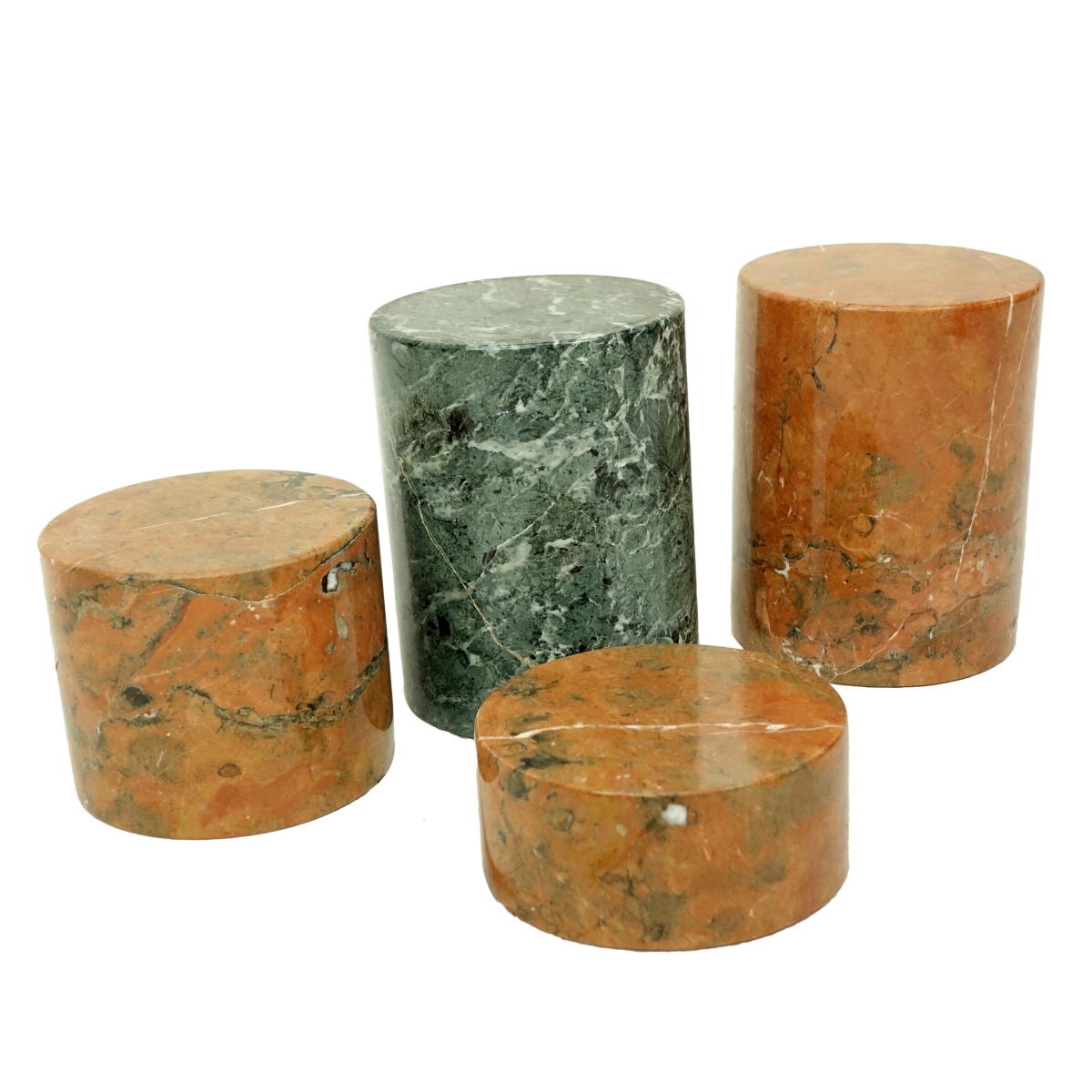 Four (4) Rouge and Green Marble Plinths