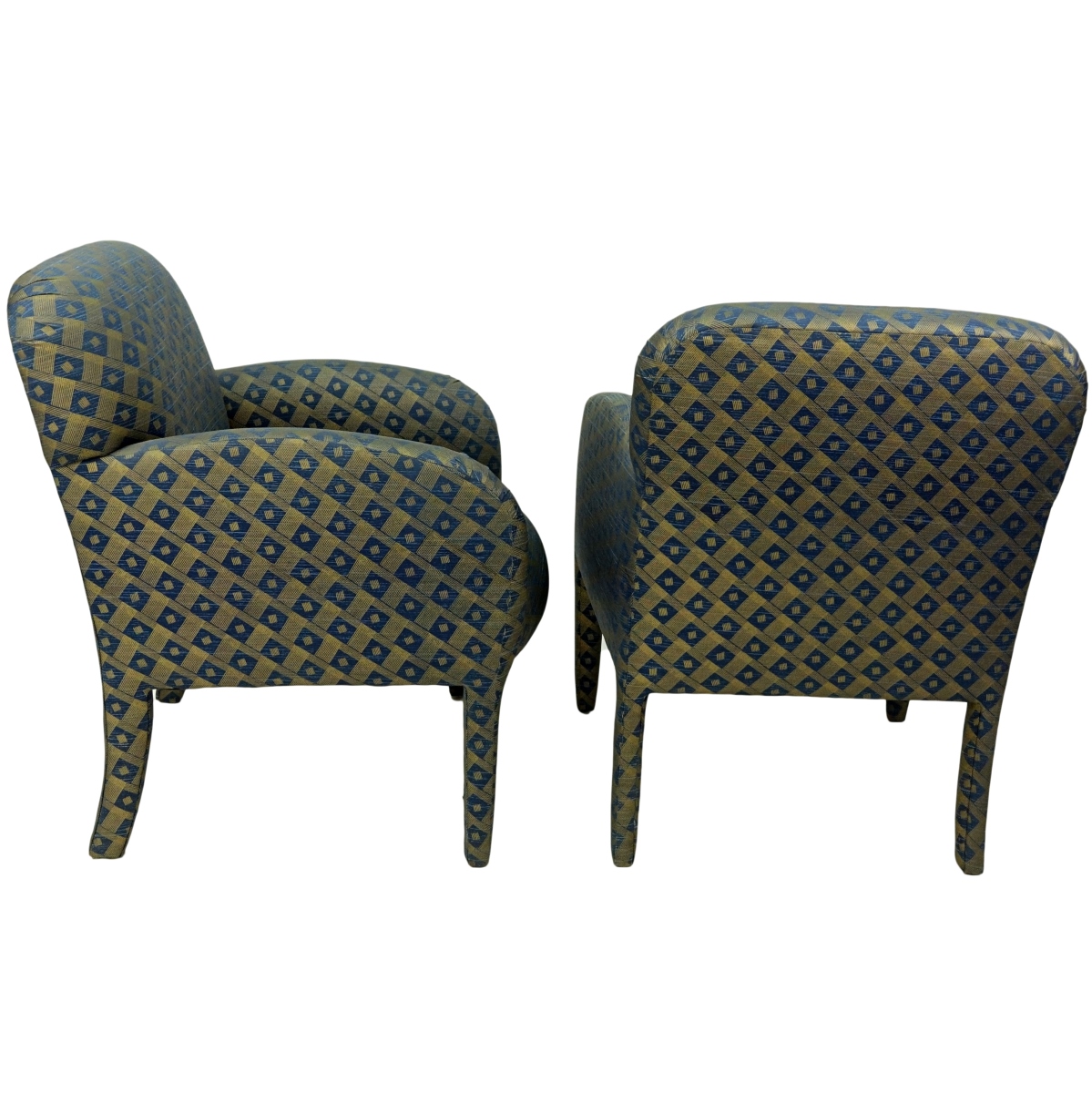 Pair Modern Upholstered Armchairs