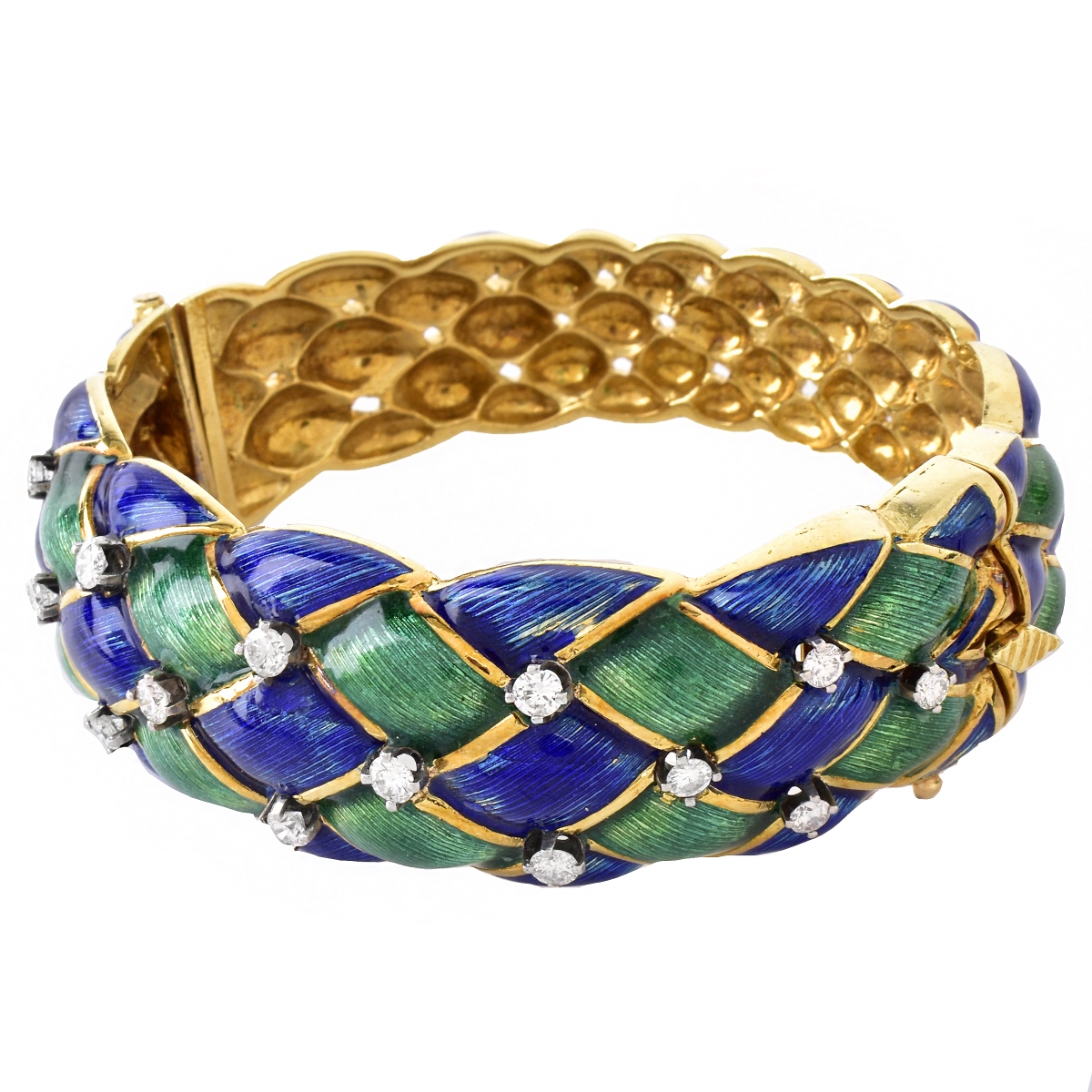 Schlumberger style 18K Gold and Enamel Bracelet