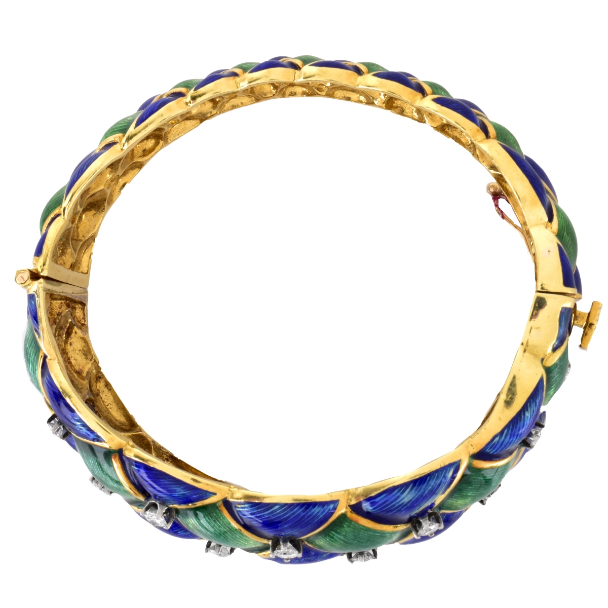 Schlumberger style 18K Gold and Enamel Bracelet