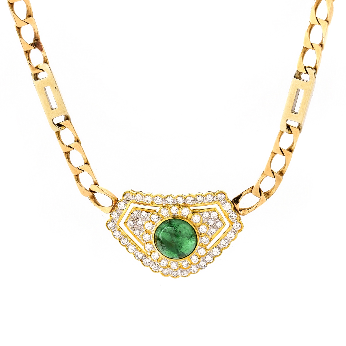 Emerald, Diamond and 14K Gold Pendant Necklace