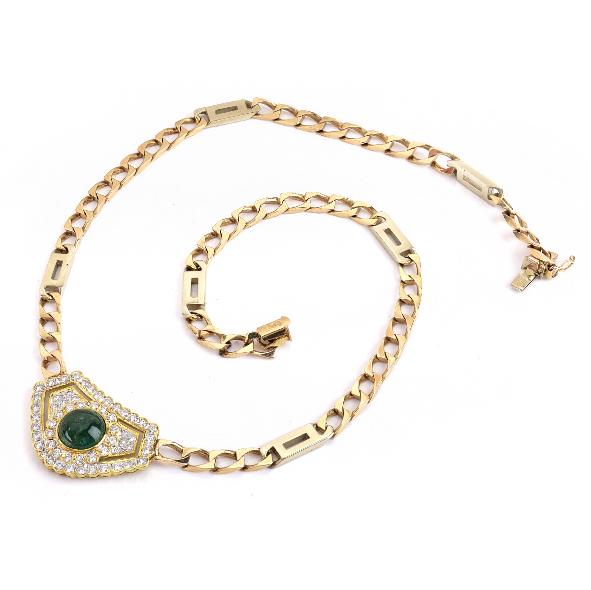 Emerald, Diamond and 14K Gold Pendant Necklace