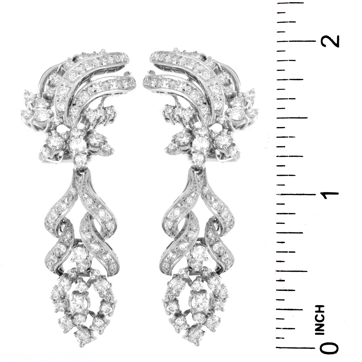 Vintage Approx. 3.0ct Diamond, 18K Gold Earrings