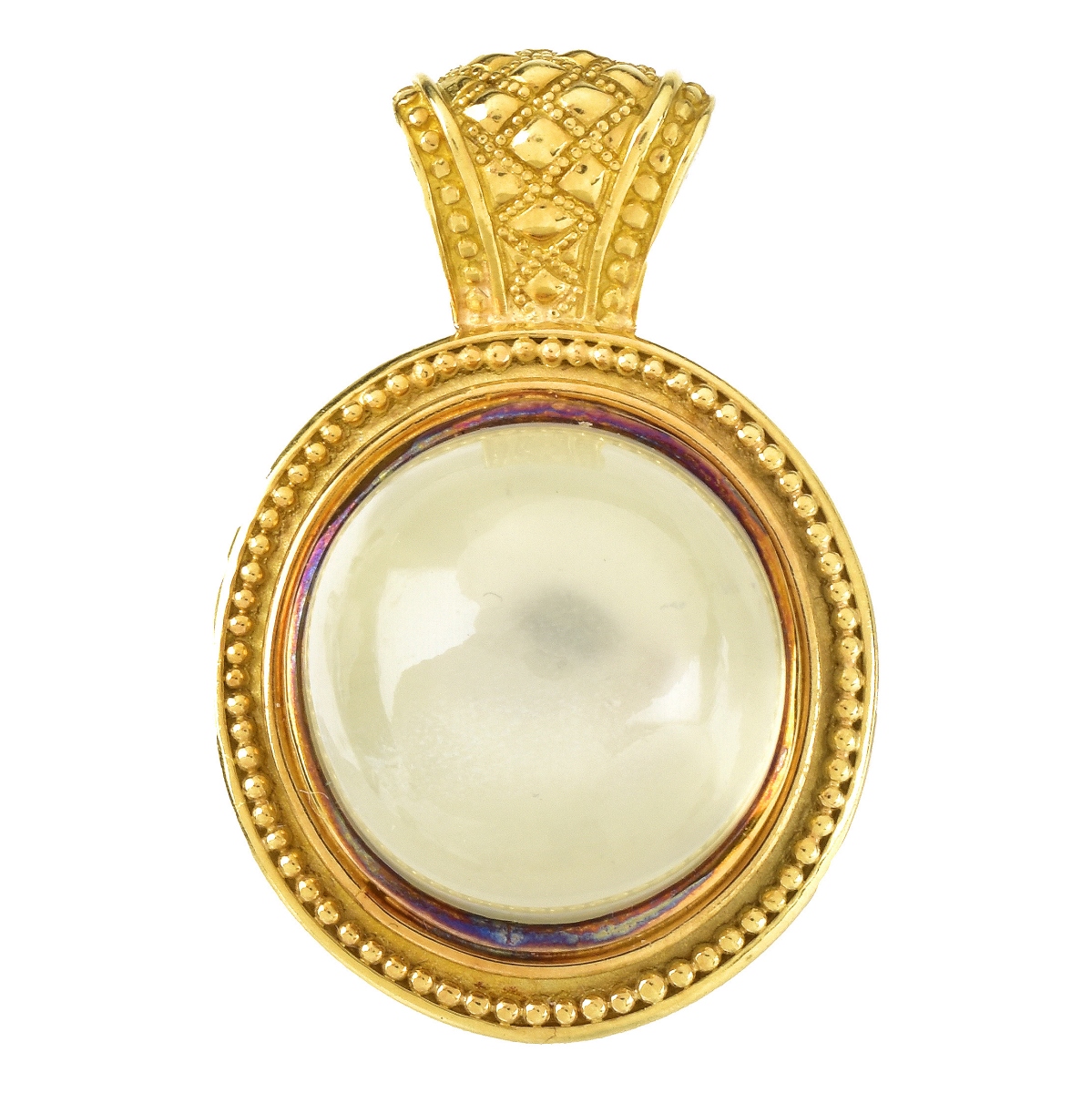 Cabochon Moonstone and 18K Gold Pendant