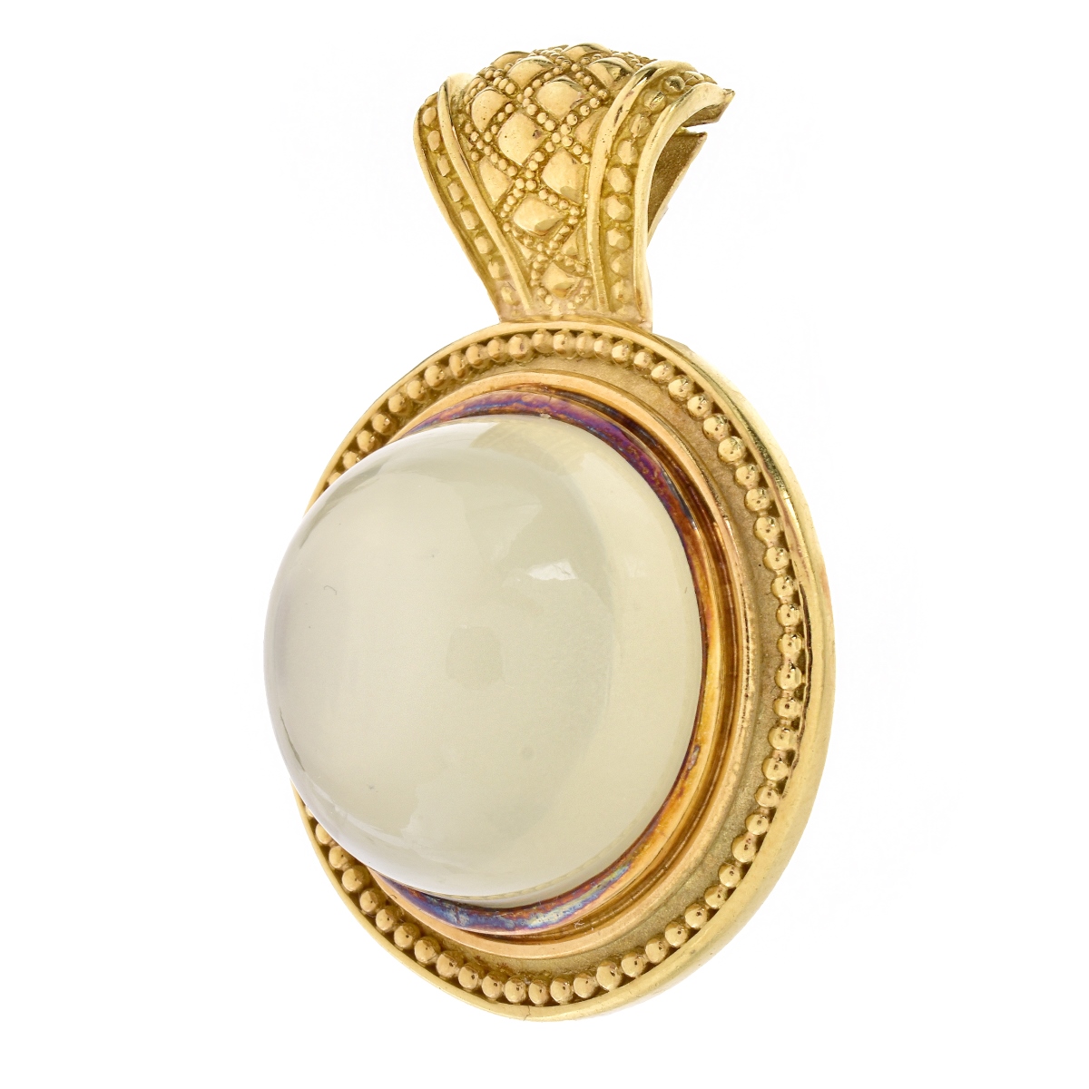Cabochon Moonstone and 18K Gold Pendant