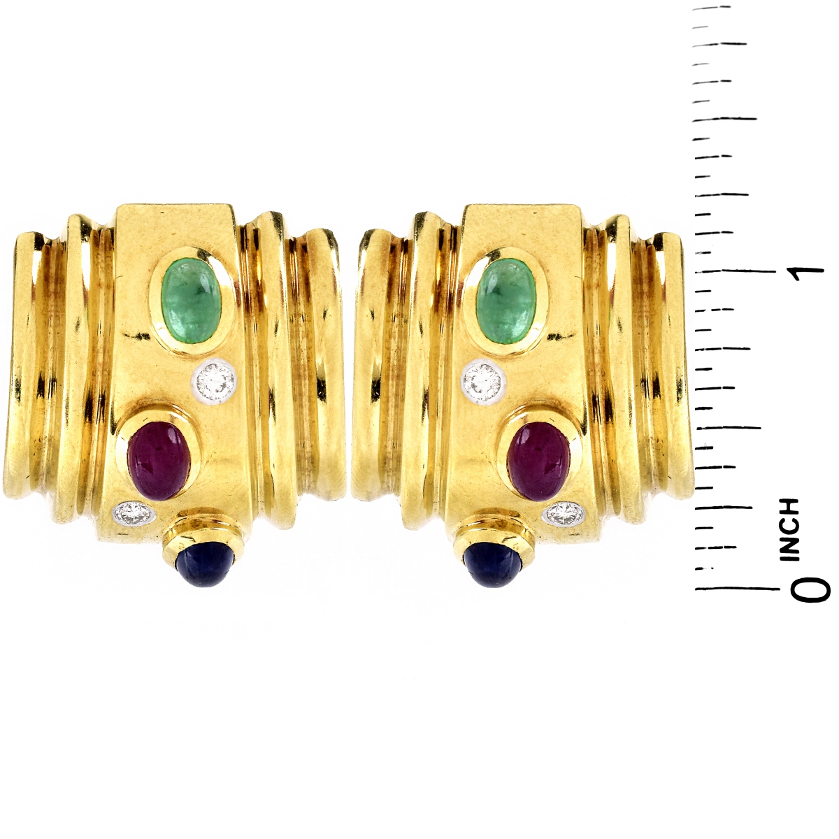 Bulgari style 18K Gold and Gemstone Earrings