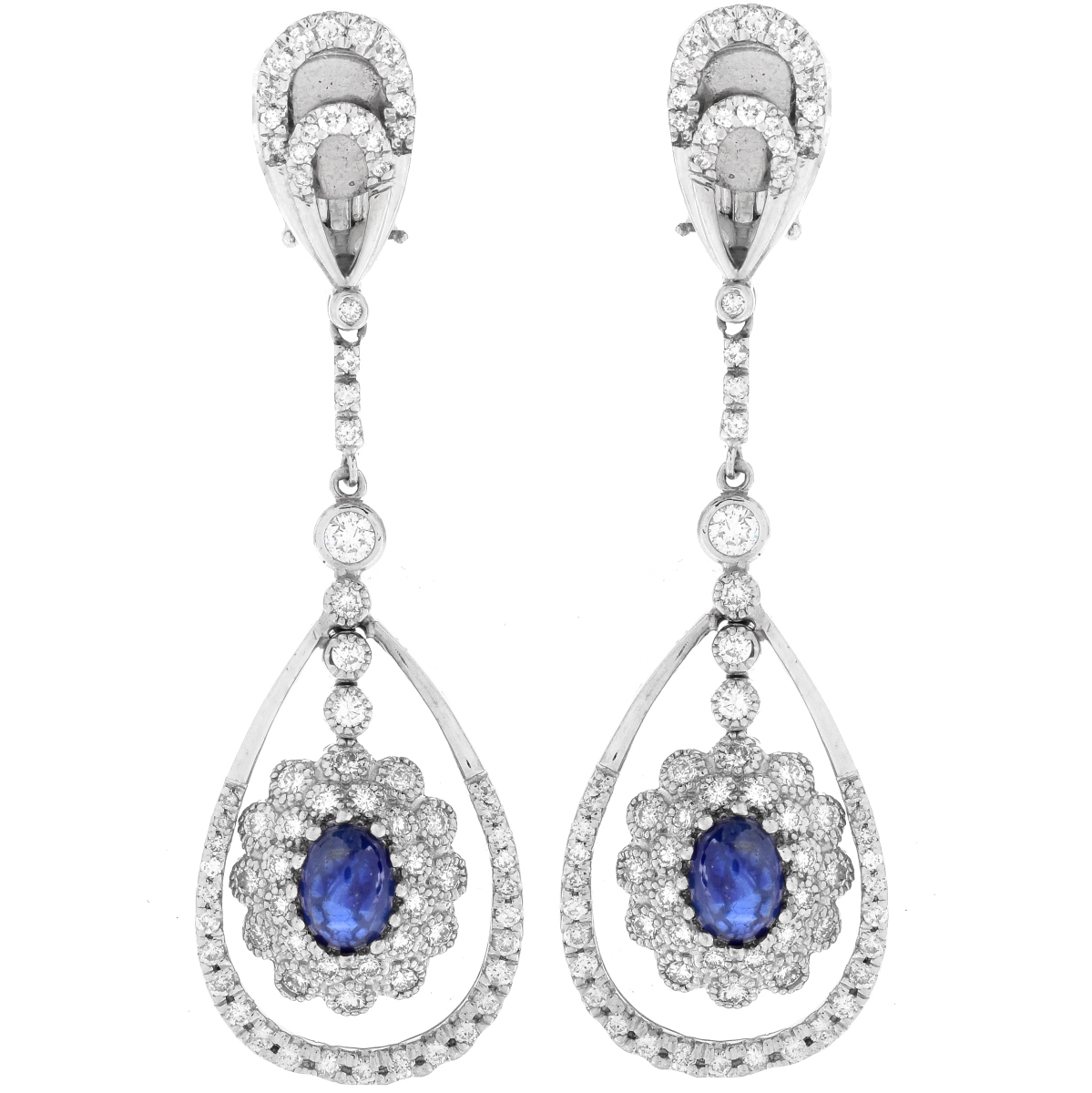 Sapphire, Diamond and 18K Gold Earrings