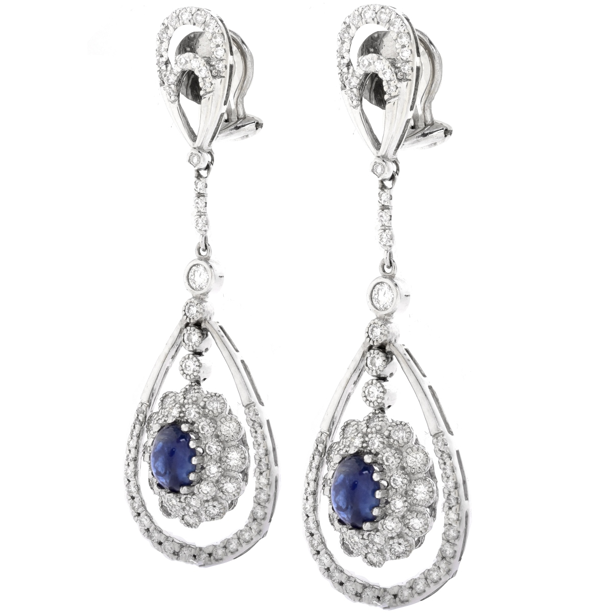 Sapphire, Diamond and 18K Gold Earrings