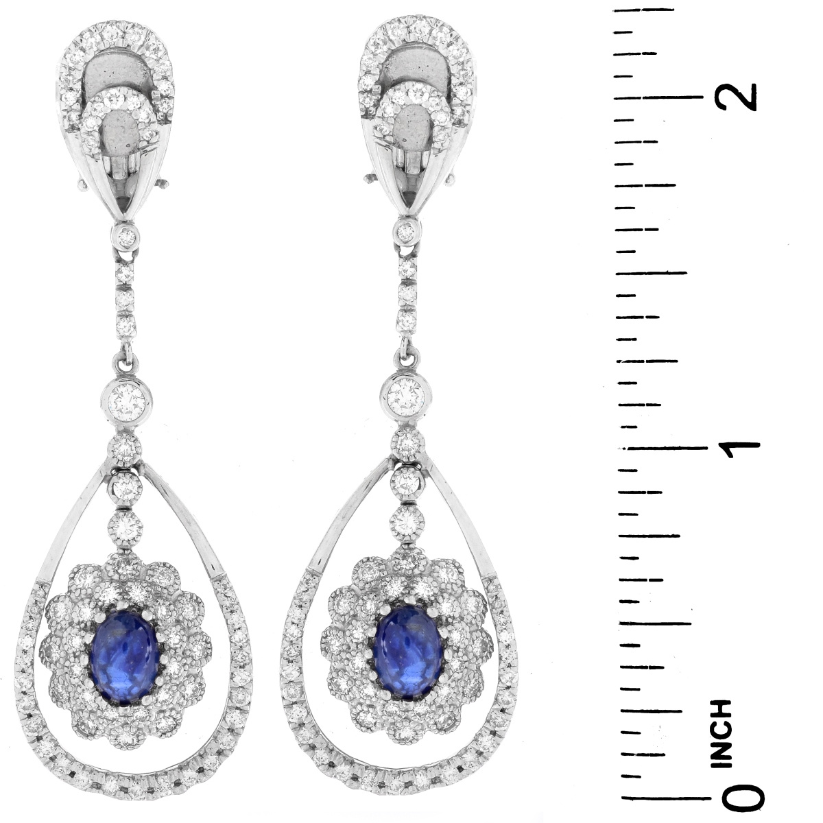 Sapphire, Diamond and 18K Gold Earrings