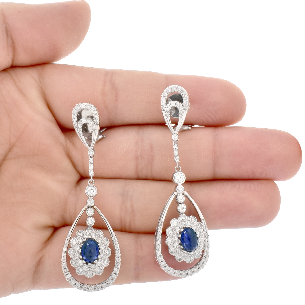 Sapphire, Diamond and 18K Gold Earrings