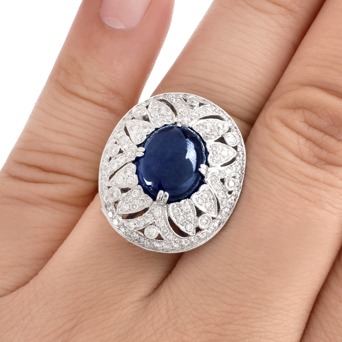 Sapphire, Diamond and 18K Gold Ring